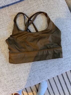 lululemon athletica mustard brown shimmer Cross-Back Sports Bra